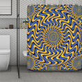 Blue And Yellow Motion Illusion Print Polyester Shower Curtain