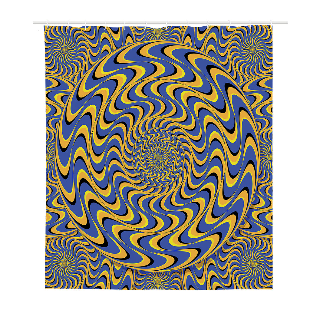 Blue And Yellow Motion Illusion Print Polyester Shower Curtain