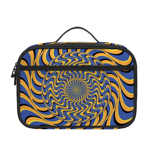 Blue And Yellow Motion Illusion Print Portable Lunch Bag