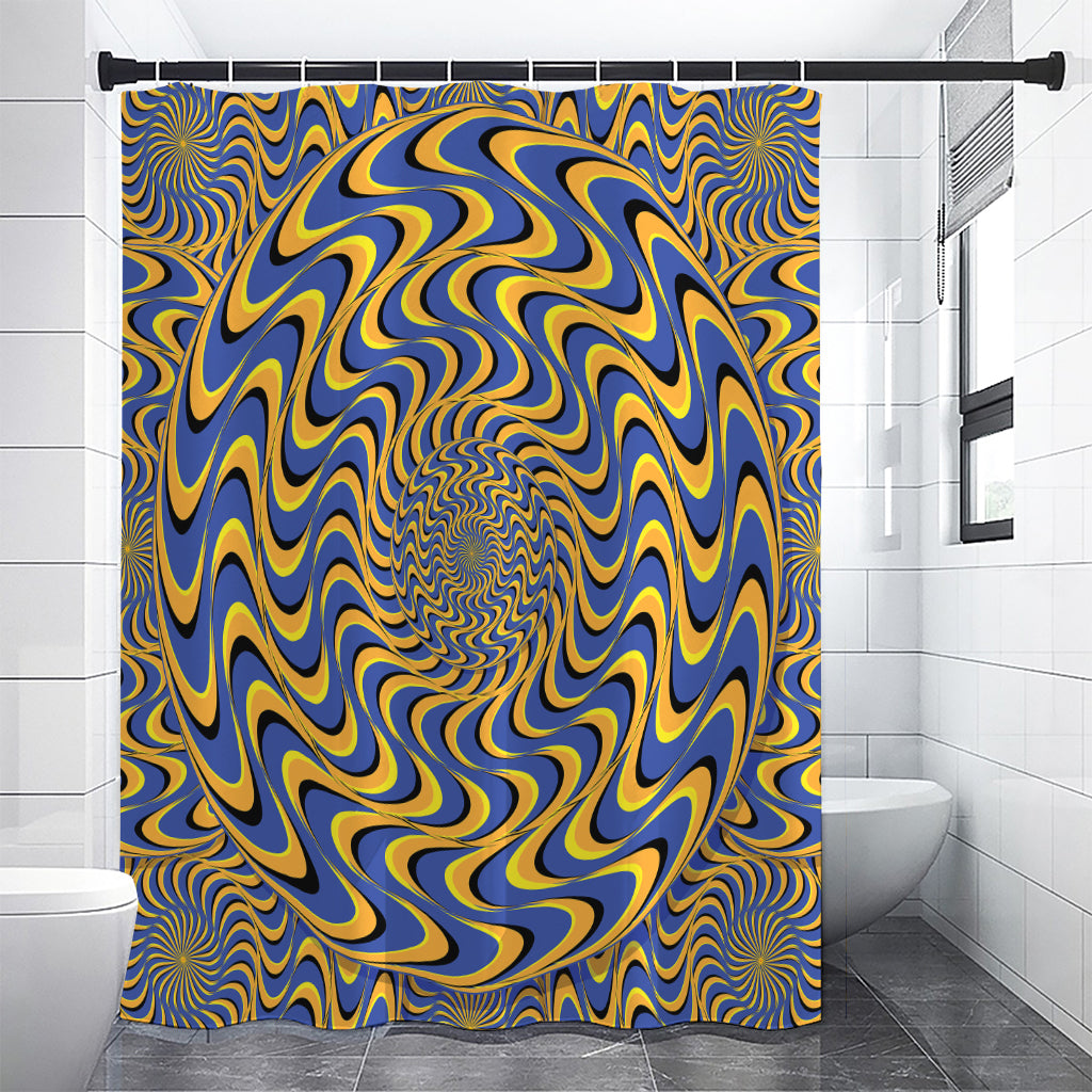 Blue And Yellow Motion Illusion Print Premium Shower Curtain