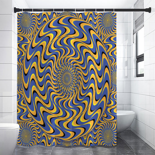 Blue And Yellow Motion Illusion Print Premium Shower Curtain