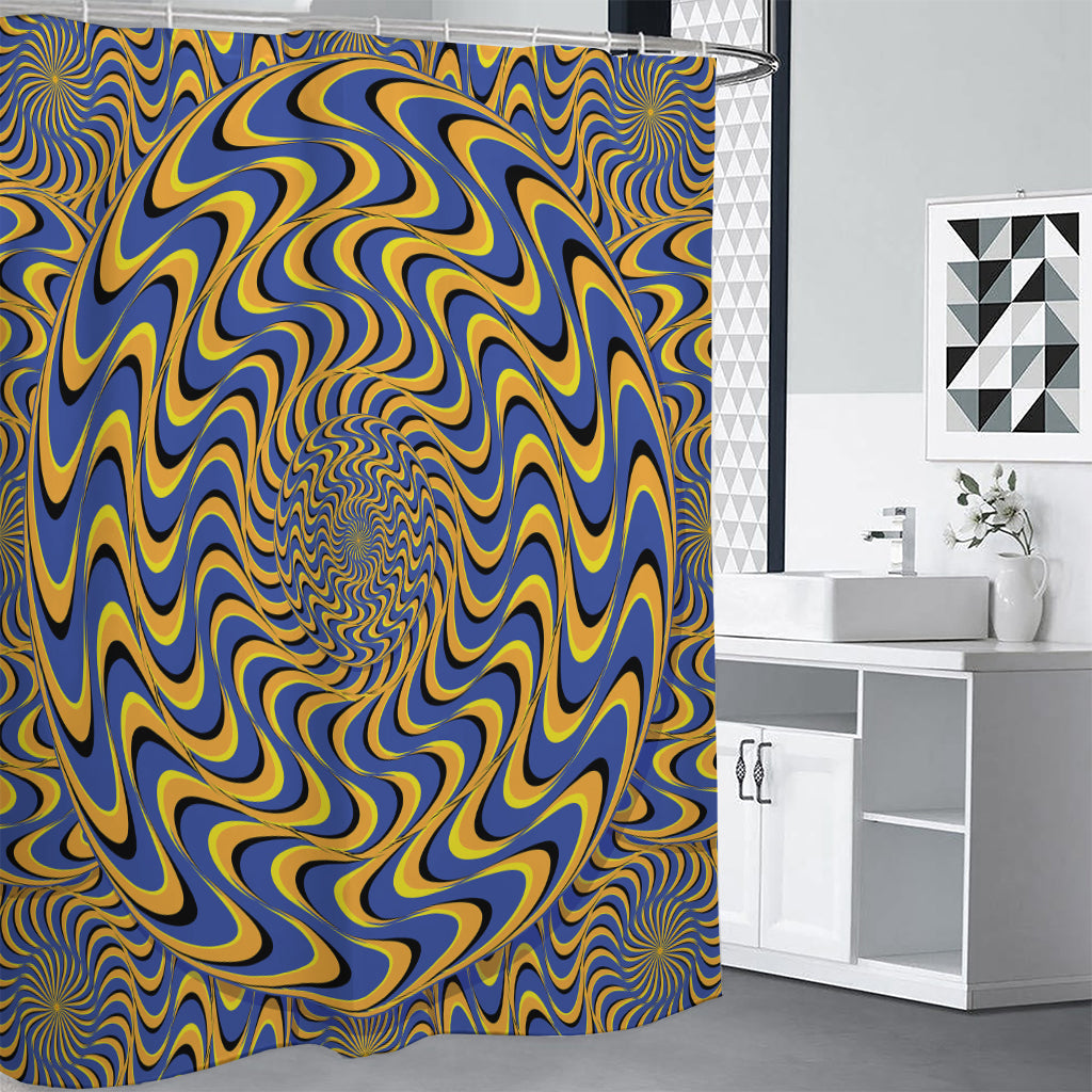 Blue And Yellow Motion Illusion Print Premium Shower Curtain
