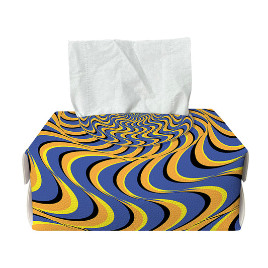 Blue And Yellow Motion Illusion Print Rectangle Tissue Box Cover