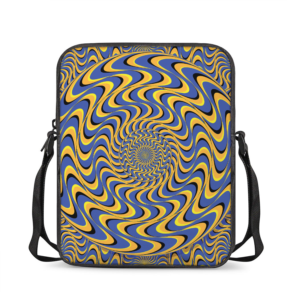 Blue And Yellow Motion Illusion Print Rectangular Crossbody Bag