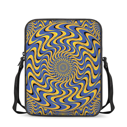 Blue And Yellow Motion Illusion Print Rectangular Crossbody Bag