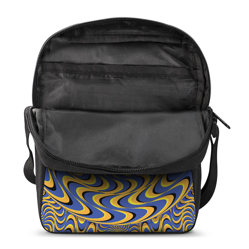 Blue And Yellow Motion Illusion Print Rectangular Crossbody Bag