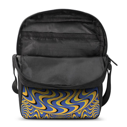 Blue And Yellow Motion Illusion Print Rectangular Crossbody Bag