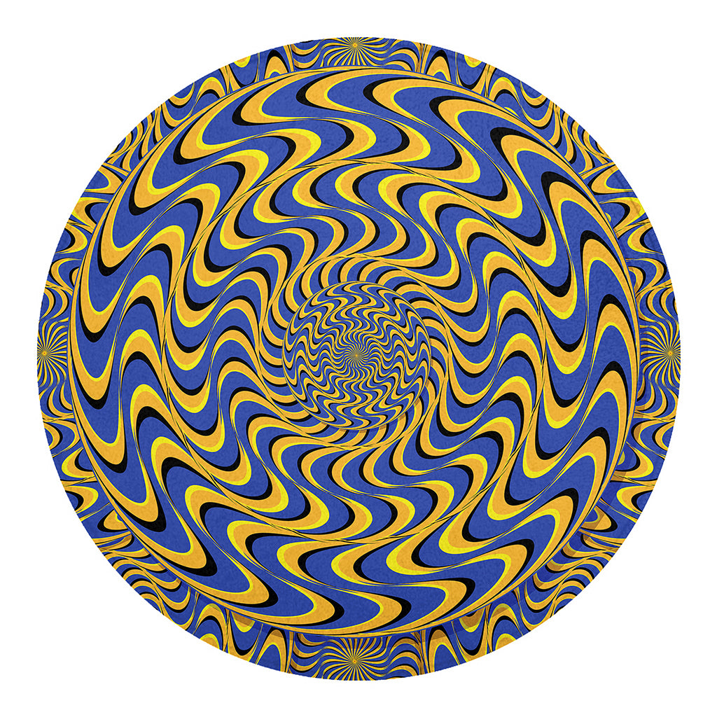 Blue And Yellow Motion Illusion Print Round Blanket