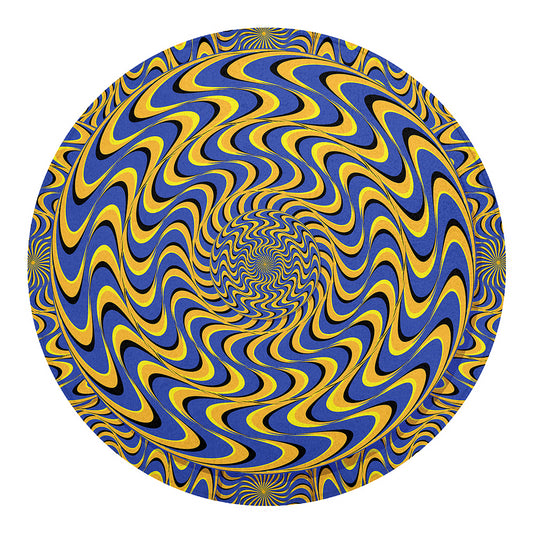 Blue And Yellow Motion Illusion Print Round Blanket
