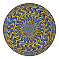 Blue And Yellow Motion Illusion Print Round Floor Mat