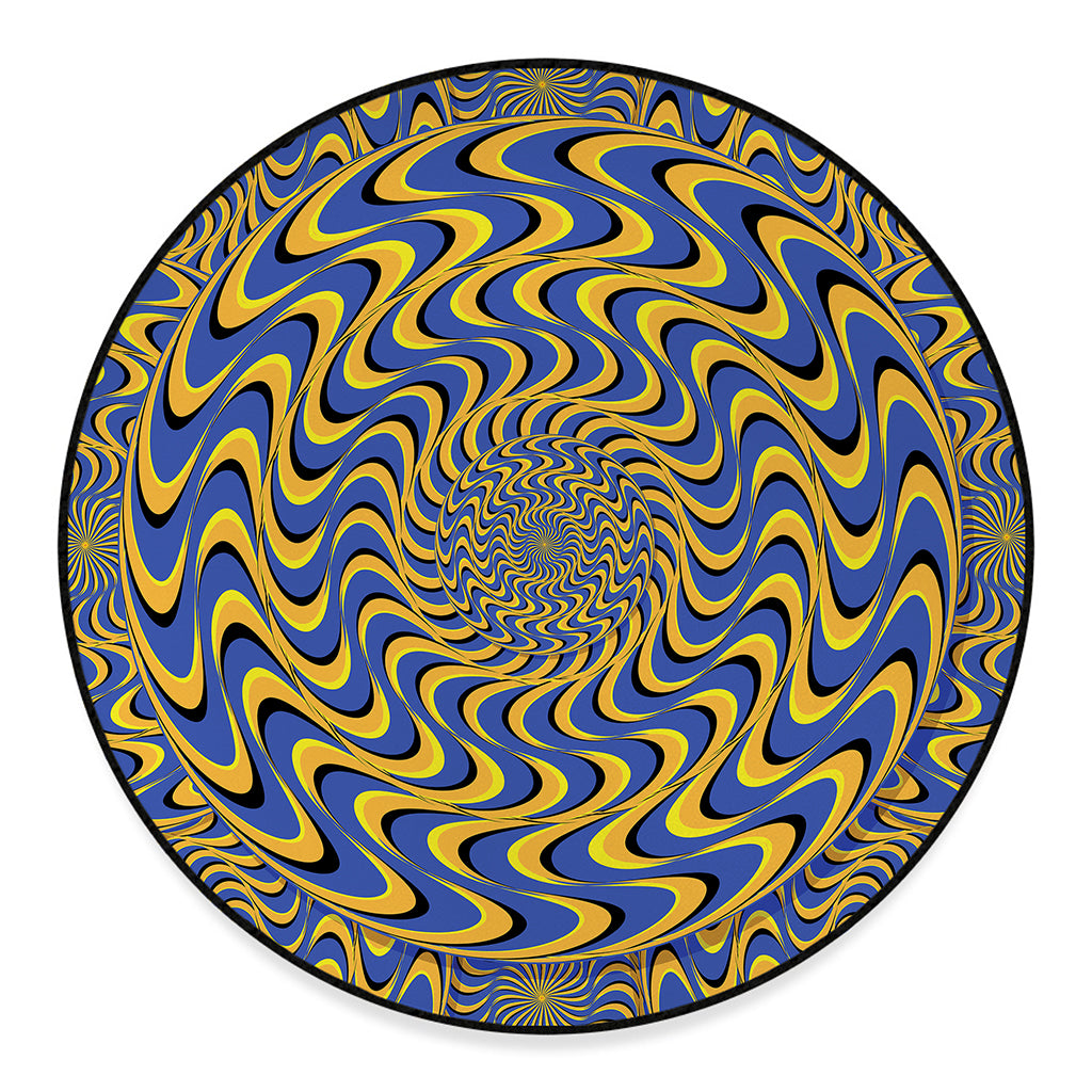 Blue And Yellow Motion Illusion Print Round Floor Mat
