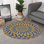 Blue And Yellow Motion Illusion Print Round Rug