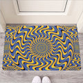 Blue And Yellow Motion Illusion Print Rubber Doormat