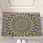 Blue And Yellow Motion Illusion Print Rubber Doormat