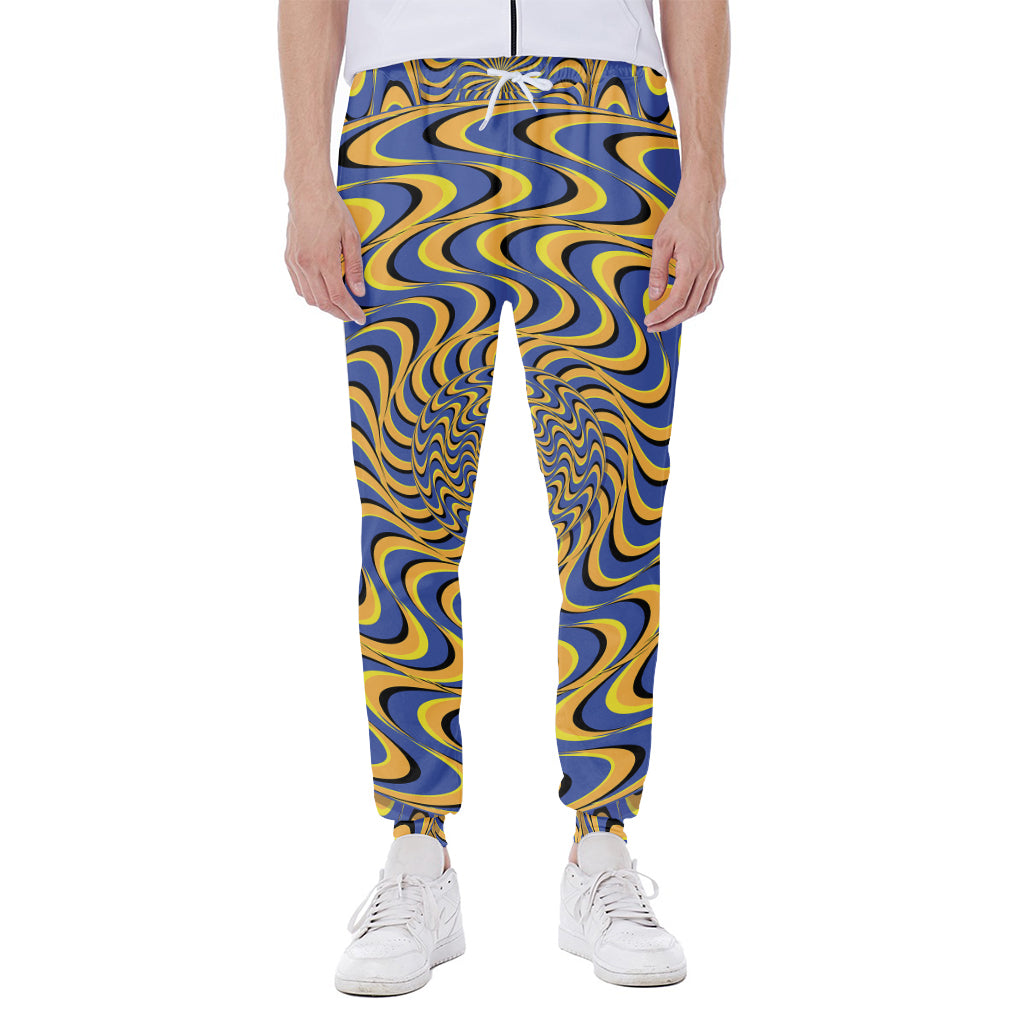 Blue And Yellow Motion Illusion Print Scuba Joggers