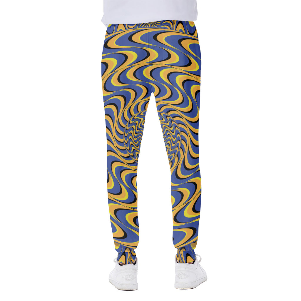 Blue And Yellow Motion Illusion Print Scuba Joggers