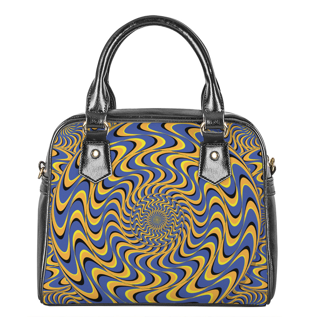 Blue And Yellow Motion Illusion Print Shoulder Handbag