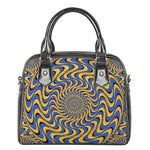 Blue And Yellow Motion Illusion Print Shoulder Handbag