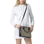 Blue And Yellow Motion Illusion Print Shoulder Handbag