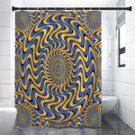 Blue And Yellow Motion Illusion Print Shower Curtain