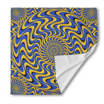 Blue And Yellow Motion Illusion Print Silk Bandana