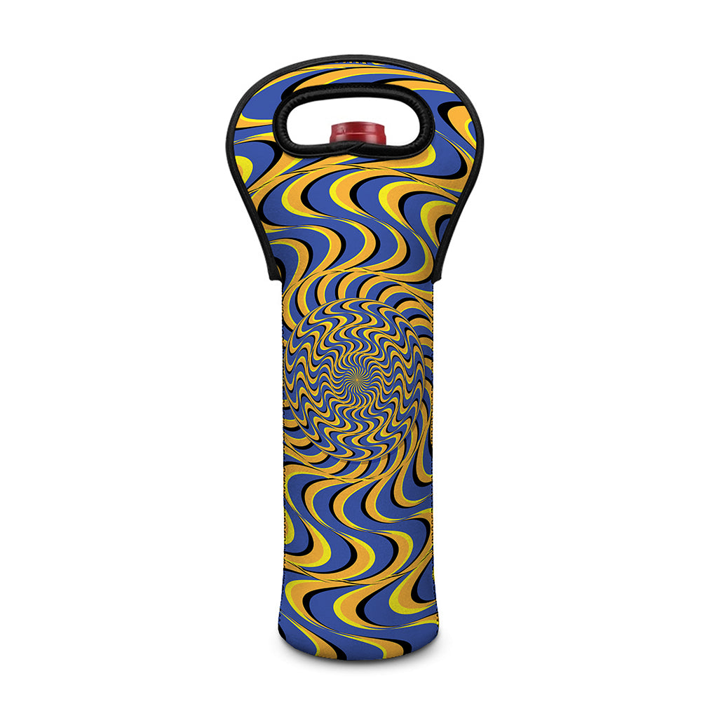 Blue And Yellow Motion Illusion Print Single Neoprene Wine Tote