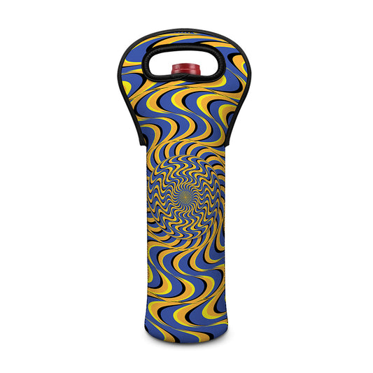 Blue And Yellow Motion Illusion Print Single Neoprene Wine Tote