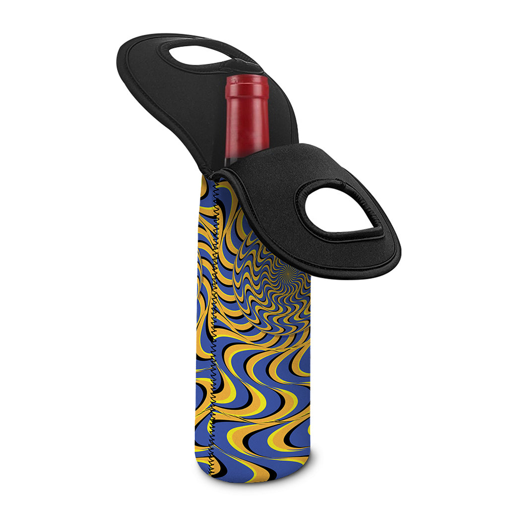 Blue And Yellow Motion Illusion Print Single Neoprene Wine Tote