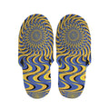 Blue And Yellow Motion Illusion Print Slippers