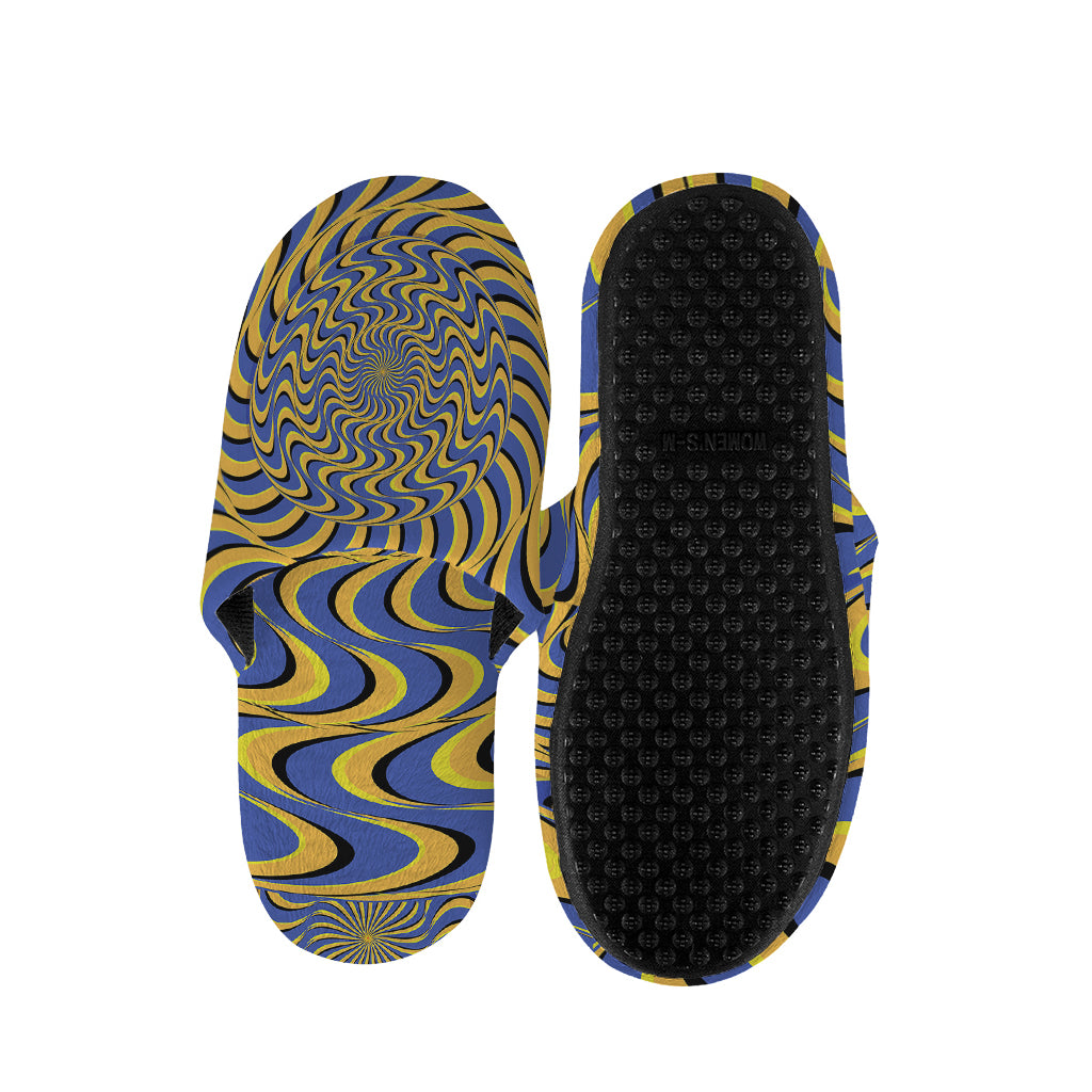 Blue And Yellow Motion Illusion Print Slippers