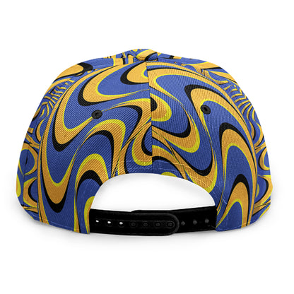 Blue And Yellow Motion Illusion Print Snapback Cap