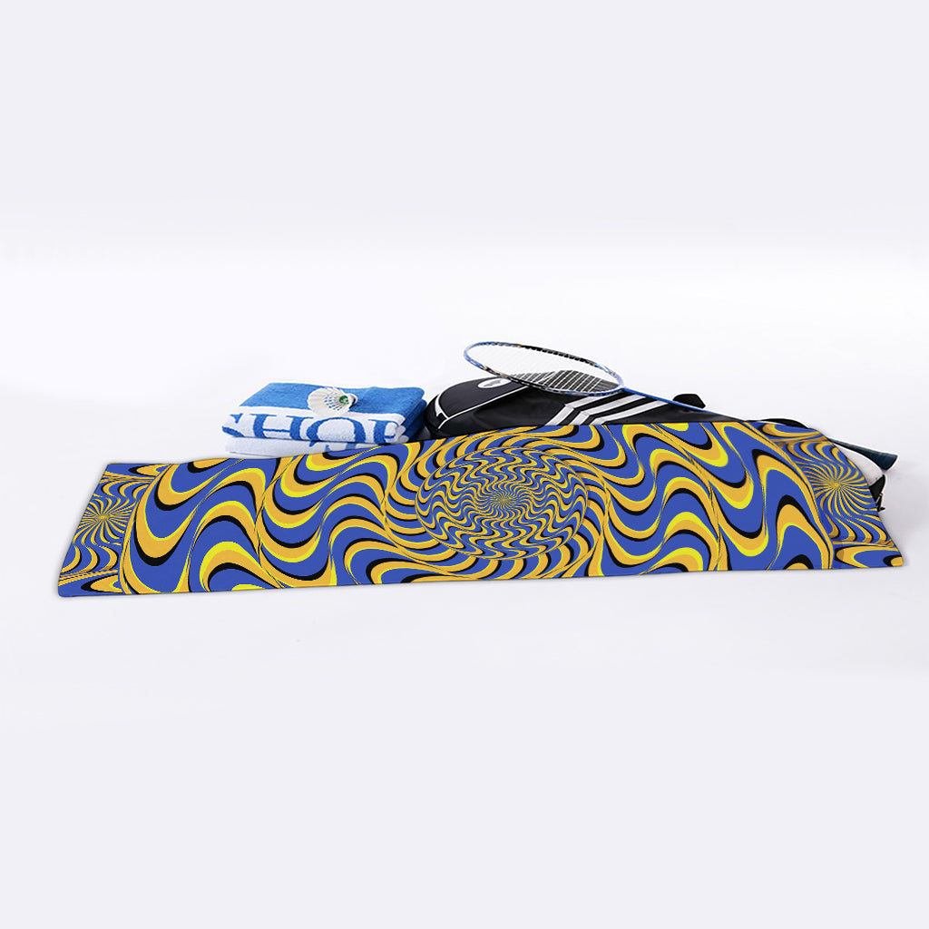 Blue And Yellow Motion Illusion Print Sports Towel