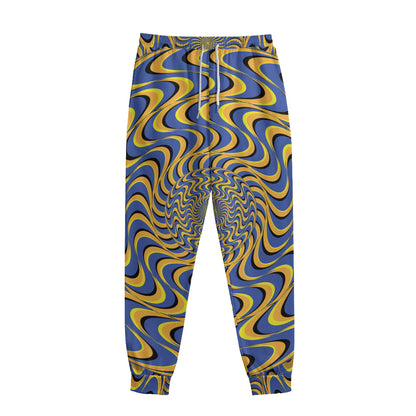 Blue And Yellow Motion Illusion Print Sweatpants