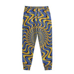 Blue And Yellow Motion Illusion Print Sweatpants