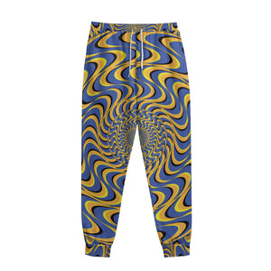 Blue And Yellow Motion Illusion Print Sweatpants