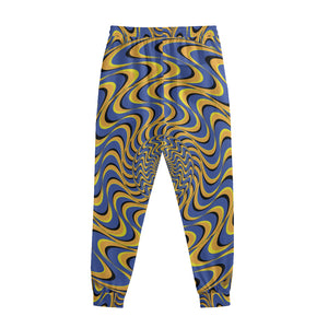 Blue And Yellow Motion Illusion Print Sweatpants