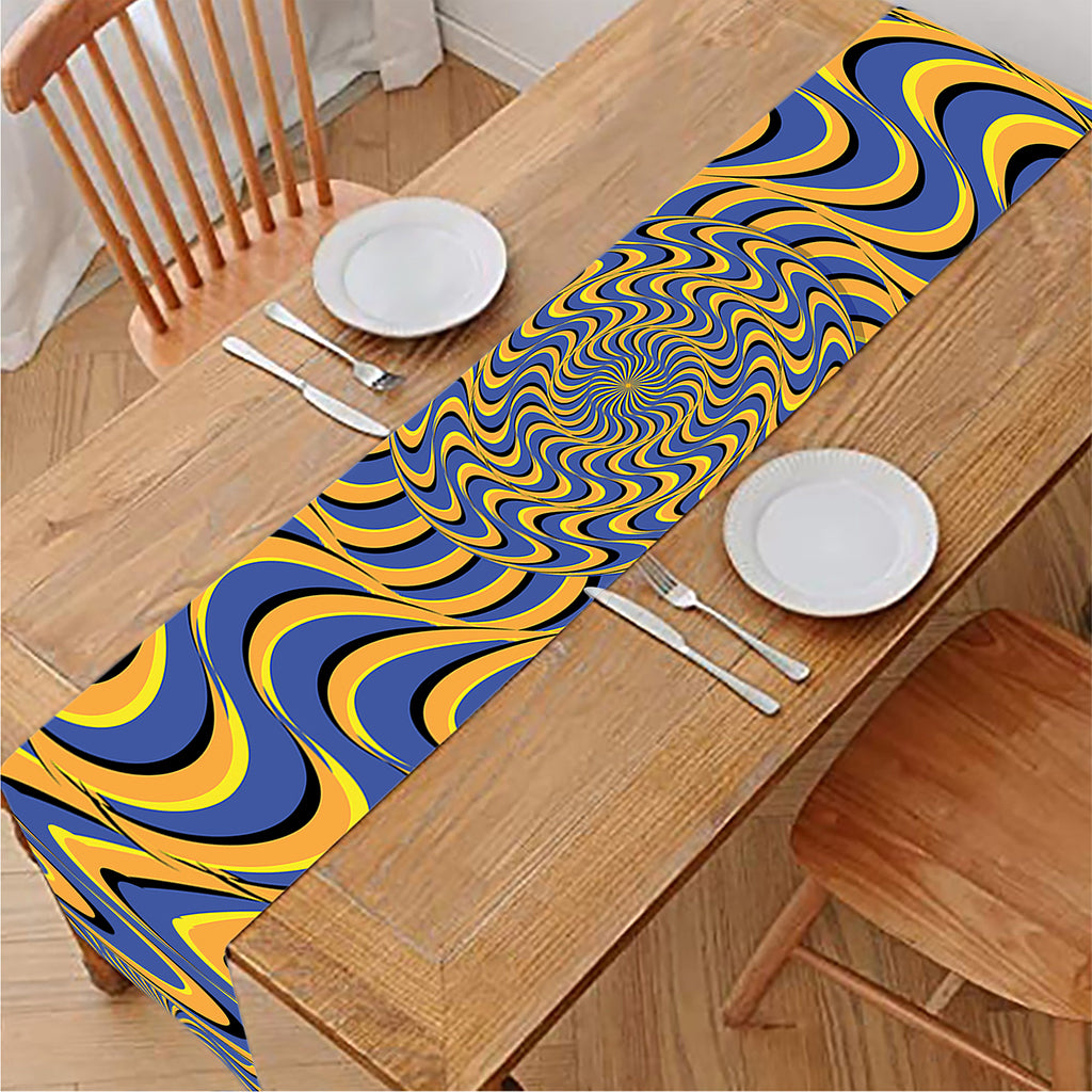 Blue And Yellow Motion Illusion Print Table Runner