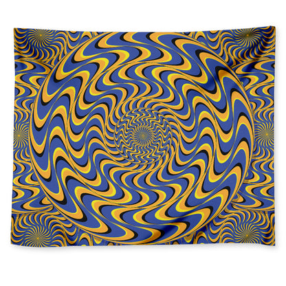 Blue And Yellow Motion Illusion Print Tapestry