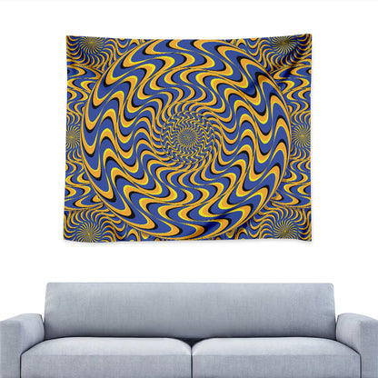 Blue And Yellow Motion Illusion Print Tapestry