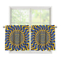 Blue And Yellow Motion Illusion Print Tier Curtains