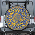 Blue And Yellow Motion Illusion Print Tire Cover