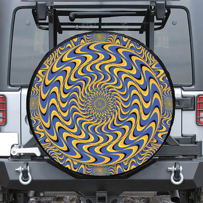 Blue And Yellow Motion Illusion Print Tire Cover