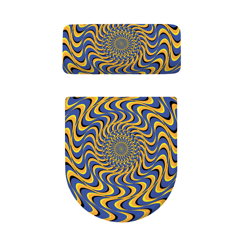 Blue And Yellow Motion Illusion Print Toilet Lid And Tank Cover Set