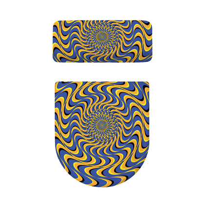 Blue And Yellow Motion Illusion Print Toilet Lid And Tank Cover Set
