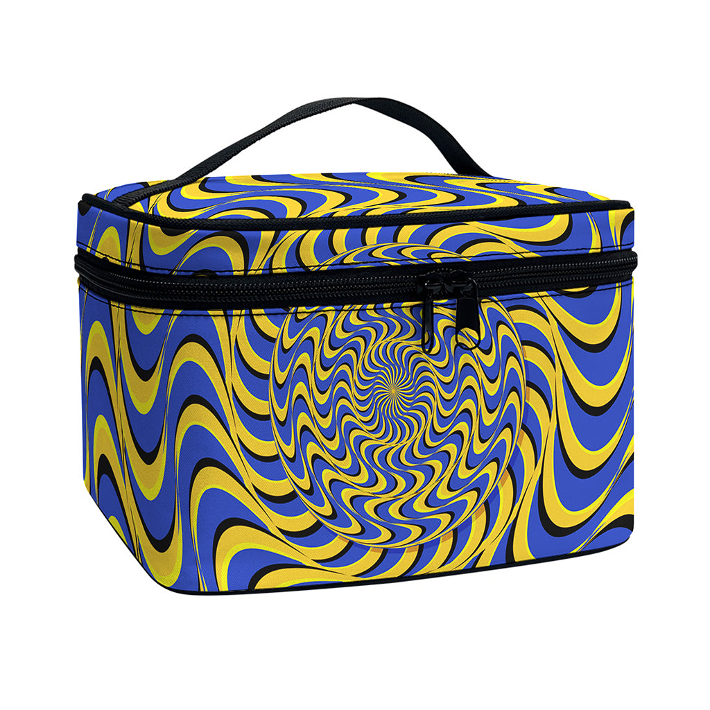 Blue And Yellow Motion Illusion Print Travel Makeup Bag