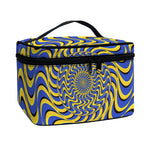 Blue And Yellow Motion Illusion Print Travel Makeup Bag