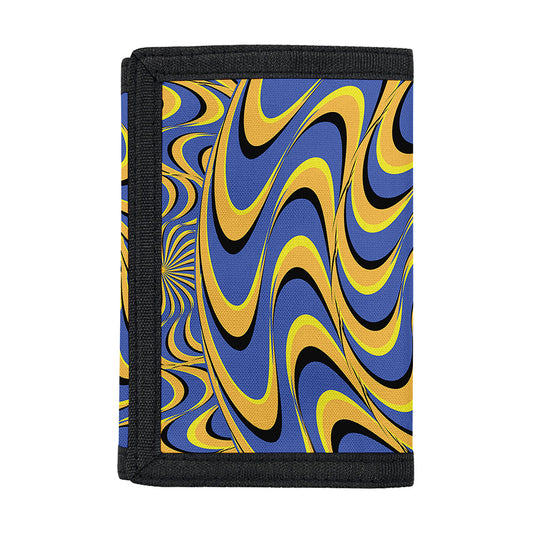 Blue And Yellow Motion Illusion Print Trifold Wallet