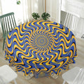 Blue And Yellow Motion Illusion Print Waterproof Round Tablecloth
