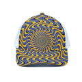 Blue And Yellow Motion Illusion Print White Mesh Trucker Hat
