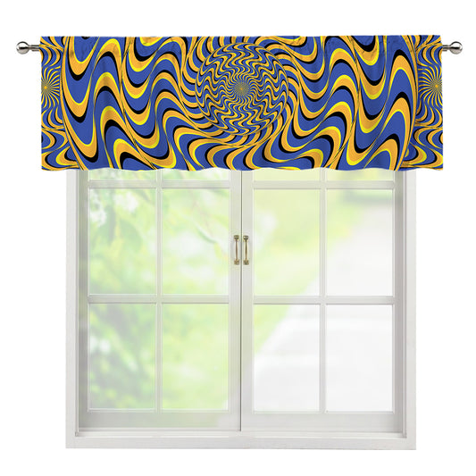 Blue And Yellow Motion Illusion Print Window Valance